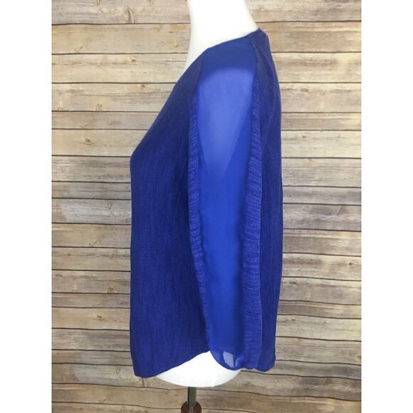 Anthropologie Moth Small Sweater Sheer Sleeve Detailing Blue Dolman Sleeves - Picture 2 of 9